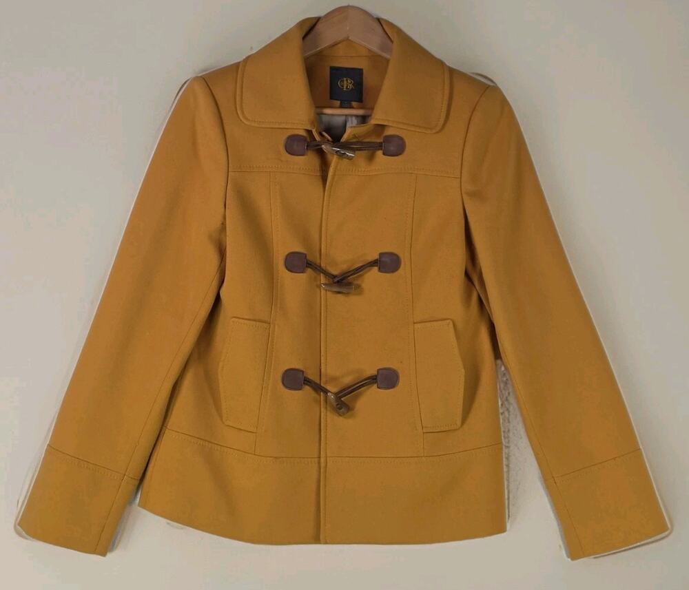 Outback Red OBR Pea Coat Women’s Small Mustard Yellow Brown Horn Toggle Closure